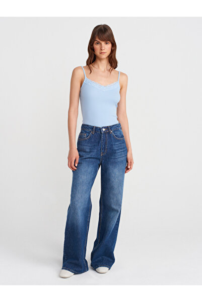 Dilvin 21015 Dantela Detaliată Ball-Albastru deschis