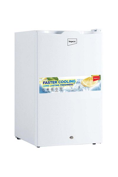 İMPEX IMRF 140- 90L Single Door Mini Refrigerator, 3 Cubic Feet Freezer Fridge,Lock Key Fast Cooling-White