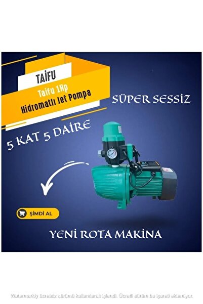 Taifu Jet 1 Hp 220v 5 Kat 5 Daire Otomatik Hidromatlı Bakır Sargılı Paket Hid...