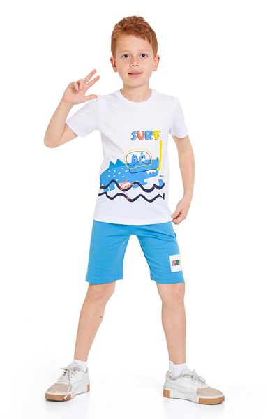 CiciTime Çocuk Modası Boy's Glasses Dino Printed Cotton Casual Shorts Suit