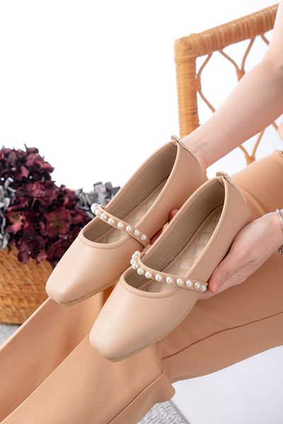 Slipcat Women's Black Skin Pearl Ballerina Home and Outdoor Shoes
