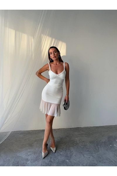 TamSeninTarzin Censy Strap Detailed Lace Added Dress