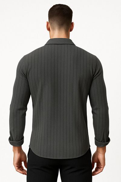 Altamira Men's Smoked Striped Zr Crepe Long Sleeve Shirt