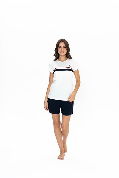 U.S. Polo Assn. U.S. Polo Assn. Women's Ecru 100% Cotton Shorts-Tshirt Pajama Set - Arass20W00W3W