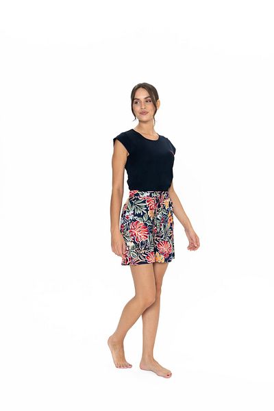 U.S. Polo Assn. U.S. Polo Assn. Women's Navy Blue Leaf Pattern Shorts-Tshirt Pajama Set - Arass20W02W7W