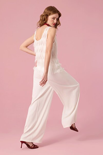 UPGRADE Püsküllü Bluz Beyaz