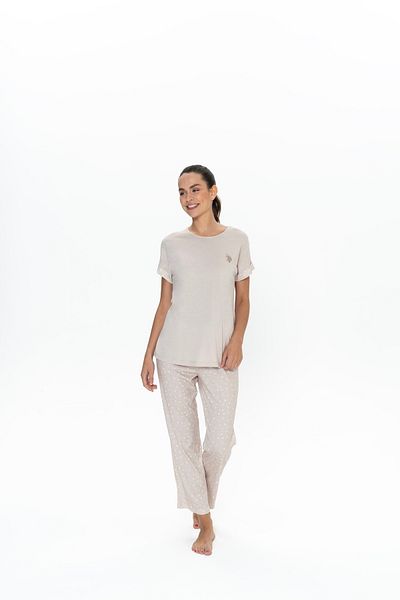 U.S. Polo Assn. U.S. Polo Assn. Women's Beige Polka Dot Pajama Set - Arass20W05W2W