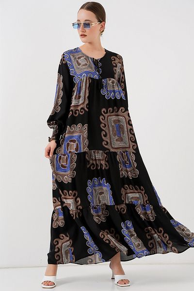 Bigdart 1947 Patterned Long Dress - M. Brown