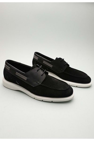Gondol Men's Genuine Leather Classic Loafer Black Suede 42 Ttx. 601140