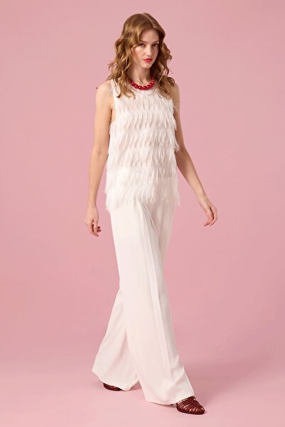 UPGRADE Püsküllü Bluz Beyaz