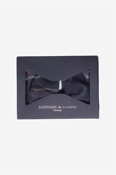 ALTINYILDIZ CLASSICS Men's Black Bow Tie & Sash Accessory Set