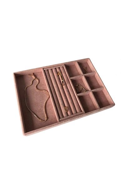 MeGass Dekor Domestic Production Lisbon Model Suede Coating Pink Color Mix Inside Drawer Jewelry Organizer