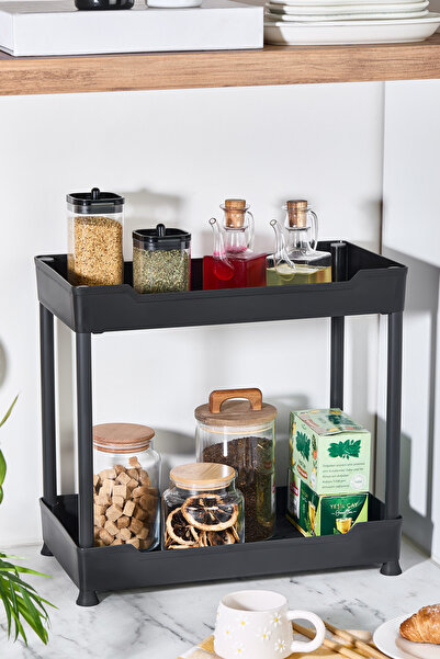 Bayev Clasy White 2 επιπέδων κάτω από το νεροχύτη Organizer Κουζίνα Μπάνιο Organizer Μονάδα ραφιών με ρόδες