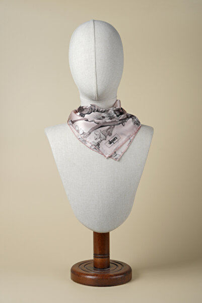 silqoora %100 İpek Bandana Fular (55x55 CM)-Vincent Van Gogh (Badem Ağacı Pembe)