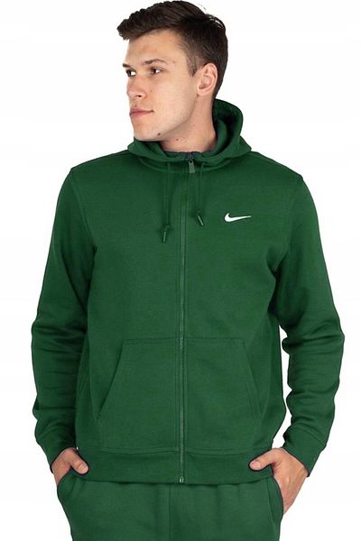 Nike Мъжки суитшърт с качулка Sportswear с цип и зелена качулка