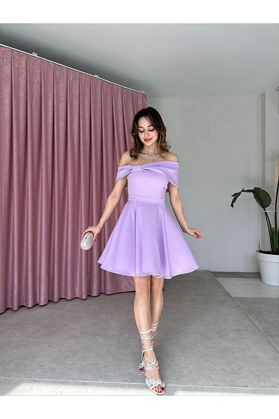 Mooi Butik مورينو فستان قصير 5032 - أرجواني