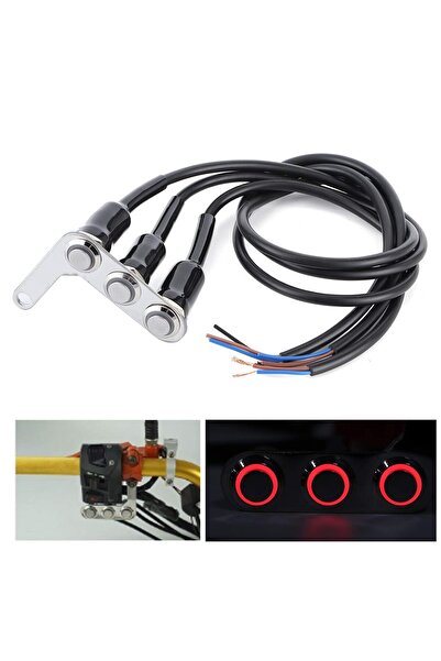 C9 3 lü Universal Motosiklet Işıklı Açma Kapama Düğmesi Gidon Bağlantılı Akıllı Aç Kapa Tuşu