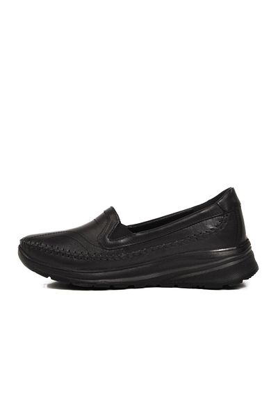 AYAKMOD 0023 Z Black Genuine Leather Women's Casual Shoes