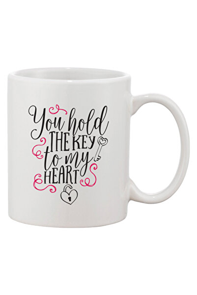 OEM Εξατομικευμένη λευκή κούπα 'Εσύ κρατάς το κλειδί για την καρδιά μου', INO...