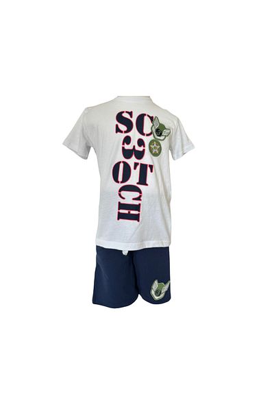 SCOTCH B'OYCE طقم مزدوج للأولاد تي شيرت أبيض شورت أزرق داكن
