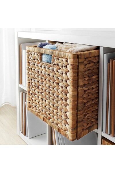 Bahçem Decorative Natural Water Hyacinth / Seagrass Wicker Basket 32X32X32Cm