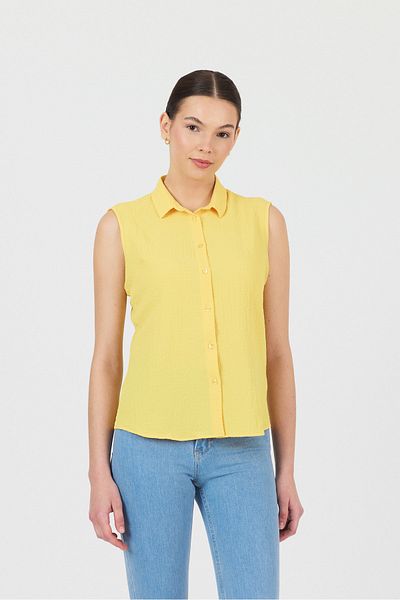 ÖNDER MODA Cămașă galbenă fără mâneci pentru femei