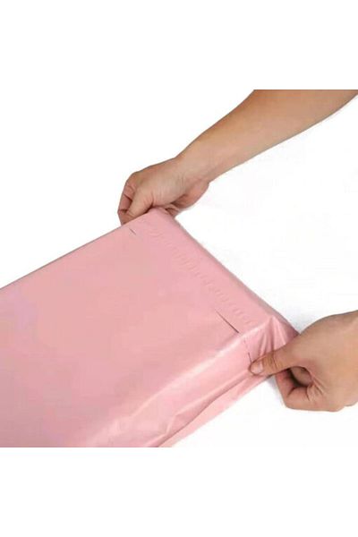DAD Set of 100 Courier Bags (ENVELOPES) Pink With Handle, 495x600 100 50 Mm, 60 Microns