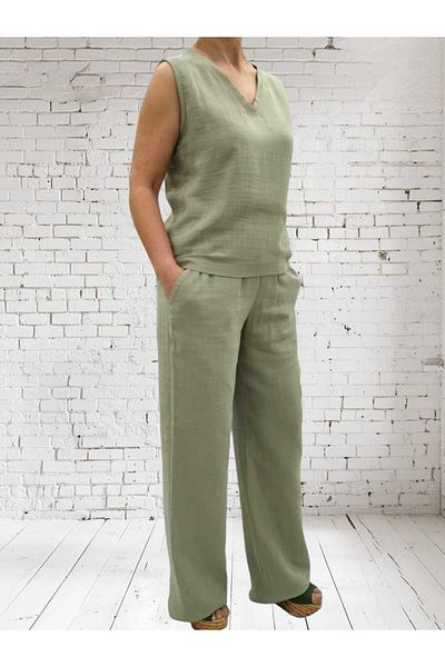 Valarmour 100% Cotton Muslin Blouse Trousers Set (Please Note the Weight-Weight Table)