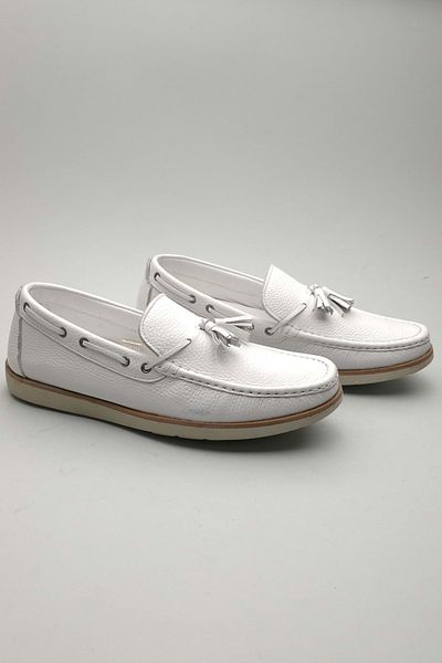 Gondol Men's Genuine Leather Classic Loafer White 42 Ttx. 601144
