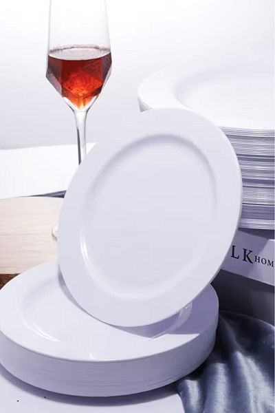 BeySüS White Hard Plastic Party Plate 26 cm 10Pcs |   Disposable