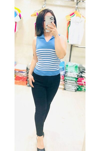 Butik ZEYOO COLLECTİON Γυναικεία μπλούζα με γιακά πόλο με λεπτομέρεια