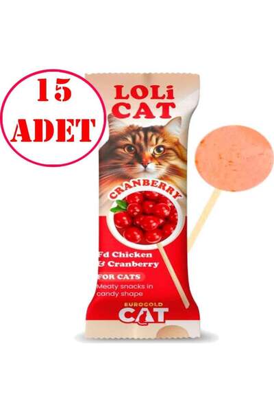 EuroGold LoliCat FD Kedi Ödülü Kızılcıklı 1,5 Gr LoliPop 15 AD