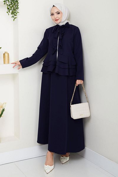 hafsamina Σετ με βολάν Φούστα Navy Blue HM2722