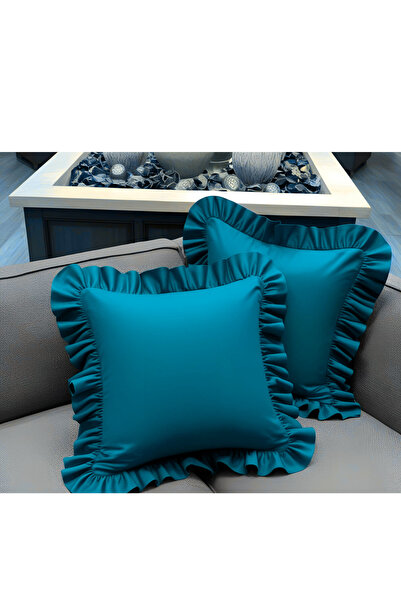 Bc Home 2-Piece Oil Country Frilly Square Throw Pillow Cover Soft Textured Vi...