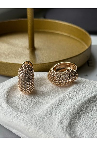Rossetto Atelier Steel Gold Jewelled Hoop Earrings