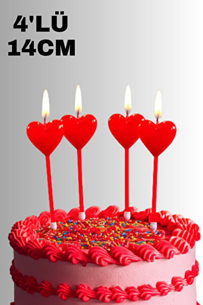 Heart 4pcs Red Heart Candle Valentine's Day Birthday Celebration Candle