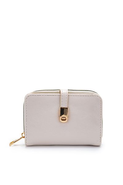 minebag Patent Leather Faux Leather Women's Wallet Cream Mn107