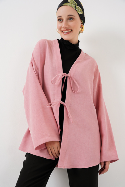 Bigdart Linen Hijab Kimono 5968 - Powder