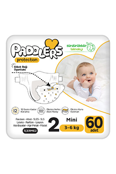 Paddlers Protection Bebek Bezi 2 Numara Mini 60 Adet (3-6 Kg) Jumbo Paket
