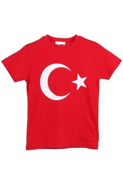 babixkids Çocuk Kırmızı Türk Bayraklı T-shirt