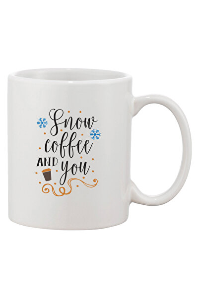 OEM Εξατομικευμένη λευκή κούπα 'Χιόνι, καφές και εσύ', INOVATIX®. 330 ml