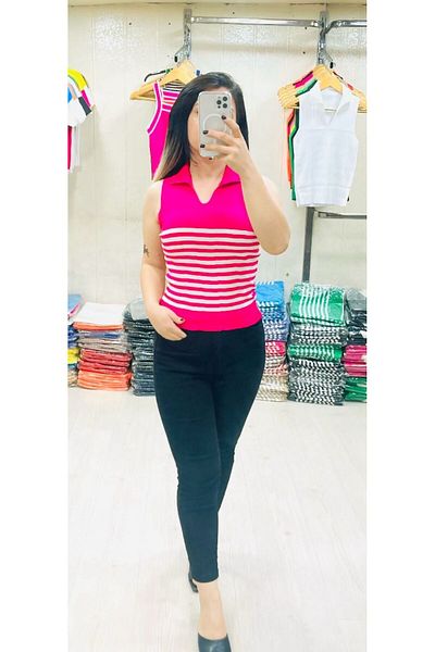 Butik ZEYOO COLLECTİON Γυναικεία μπλούζα με γιακά πόλο με λεπτομέρεια