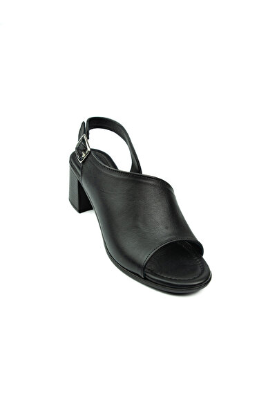 Charmia Babalı 1537 Charmia Чорні шкіряні жіночі сандалі на підборах