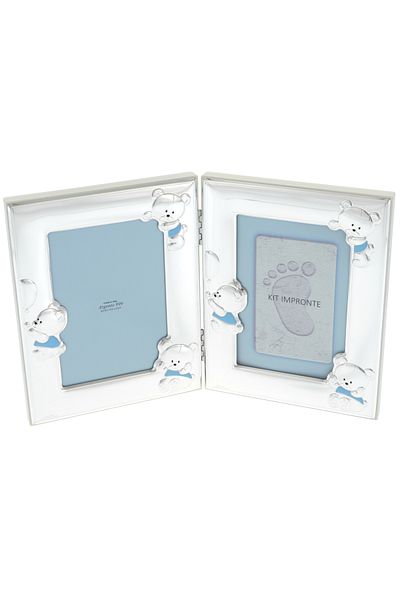 GiftExpress Photo frame with blue teddy bear footprint kit 19cm