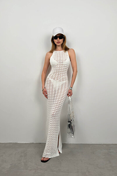 RECEP AYDIN Rochie maxi ajurata cu detaliu cu fanta