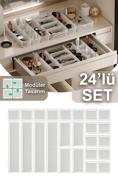 Fesya Home ORIGAMI Set organizatora za šminku od 24 delova, prozirni organiza...