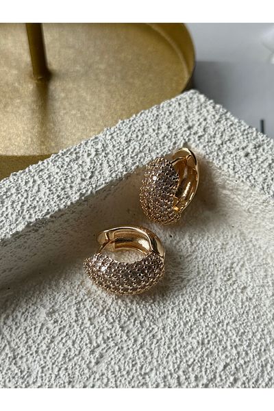 Rossetto Atelier Steel Gold Jewelled Hoop Earrings