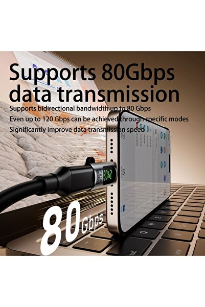 LivX Type C to Type C 240W 80Gbps Dijital Göstergeli Şarj ve Veri Aktarımı OTGJK