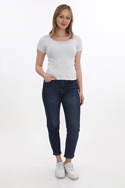 monox Women's Ribbed Lycra Cotton Basic Tshirt