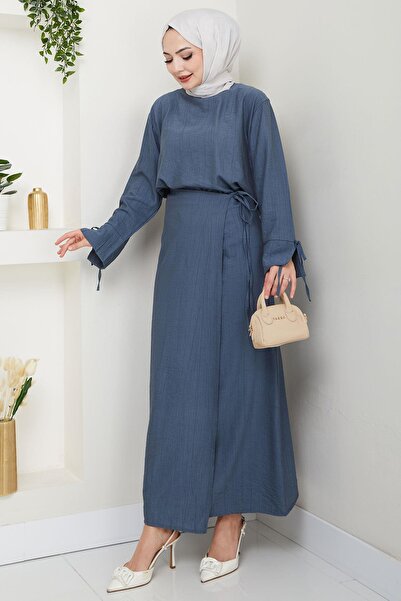 hafsamina Σετ φούστα με λεπτομέρεια με δαντέλα Indigo HM2724